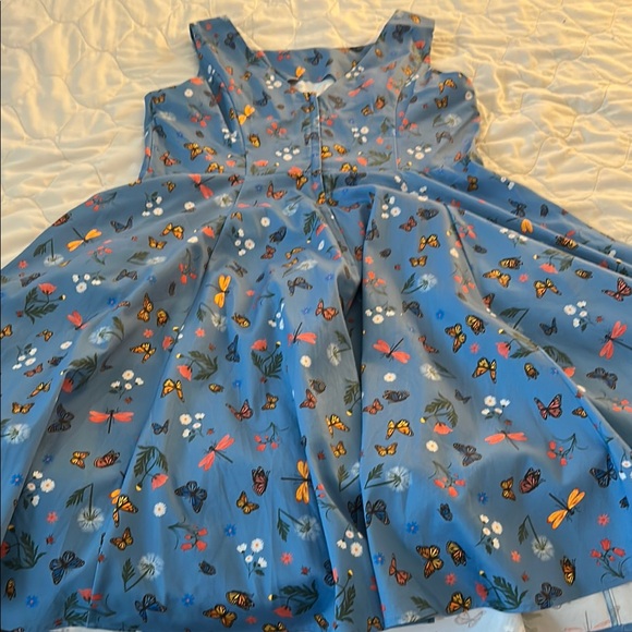 Collectif Blue Butterfly Print Women’s Swing Sundress - Picture 7 of 7
